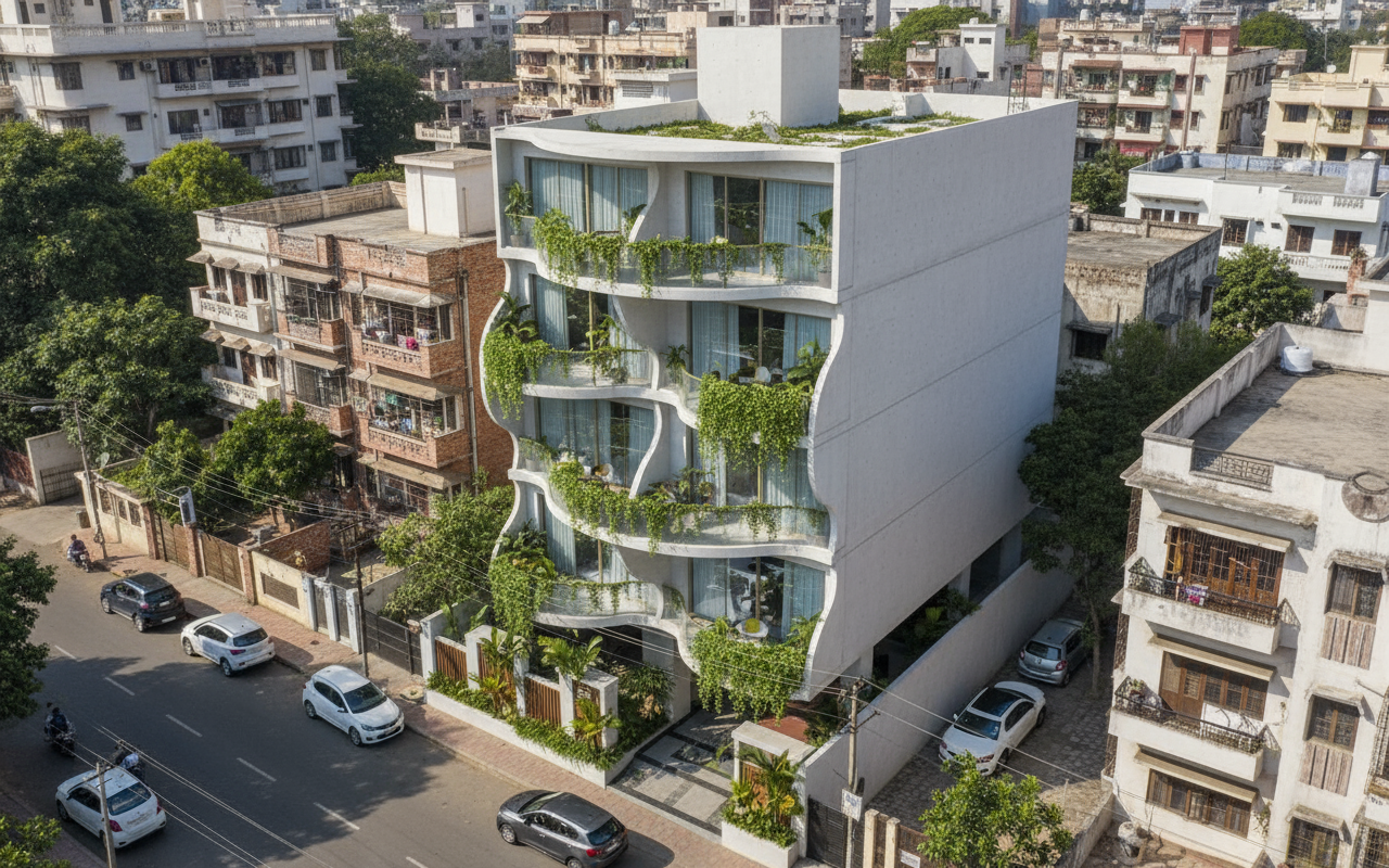 Modern sustainable architecture building